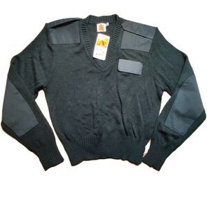 A+ Military Sweater Mens M Black Tactical Pullover Elbow Patch Uniform Knit